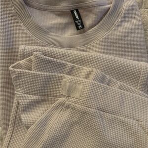 COMFRT Waffle Knit Lounge Set in Light Gray